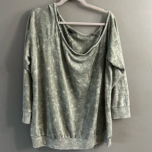 Torrid Tie Dye Off Shoulder 3/4 Sleeve Sweatshirt Top Sz 2